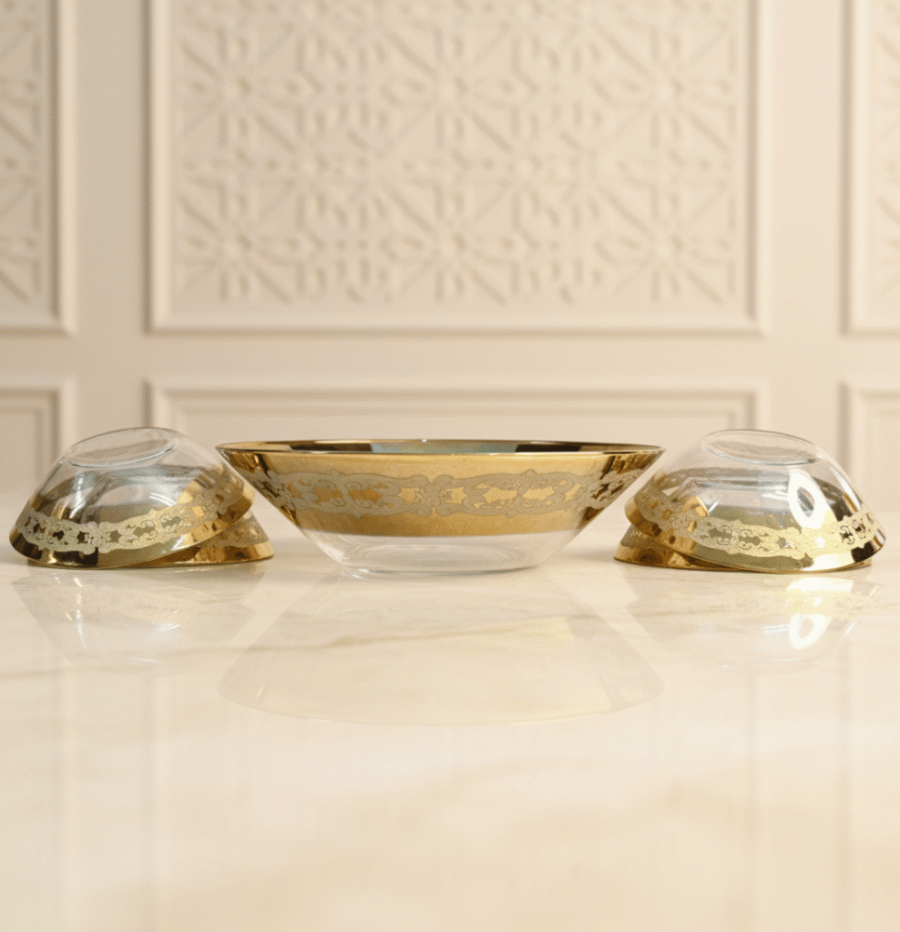 Glamorous Invitation Golden Fruit Set 7Pc (Glass)