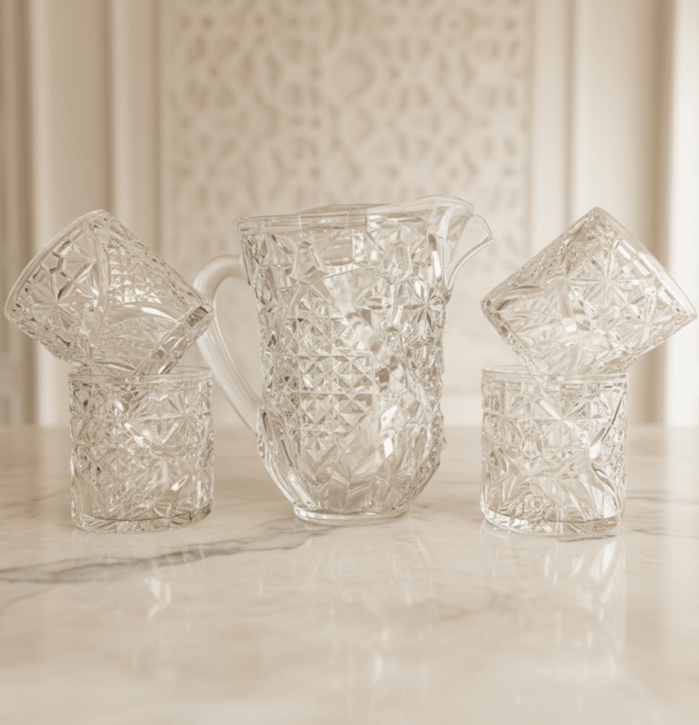 Acrylic Regal Bloom Water Set 7pc (glass 330ml & jug 1300ml)
